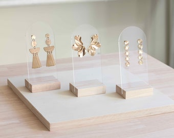 Earring Display, Wood and Acrylic BRIGITTE, Stud Earring Holder, Jewelry Display