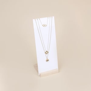 JADE Wooden Necklace Display – Minimalist Jewelry Stand – Holds 3 Necklaces – Ideal for Shop, Market or Expo