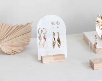 Stud Earring Holder LISA, Wooden Display for Stores, Earring Organizer, Acrylic and Wood