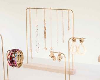 Gold Jewelry Holder LYKKE, Necklace Holder and Bracelet Stand, Jewelry Stand Wood