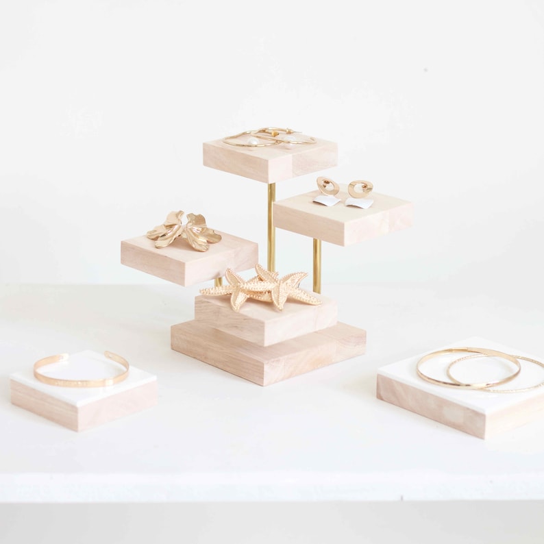 Jewelry Riser PODIUM Wood and Brass Etsy