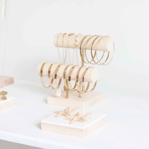 Bracelet Display SOFIA, Wooden Jewelry Stand, Double Bracelet Organizer image 2