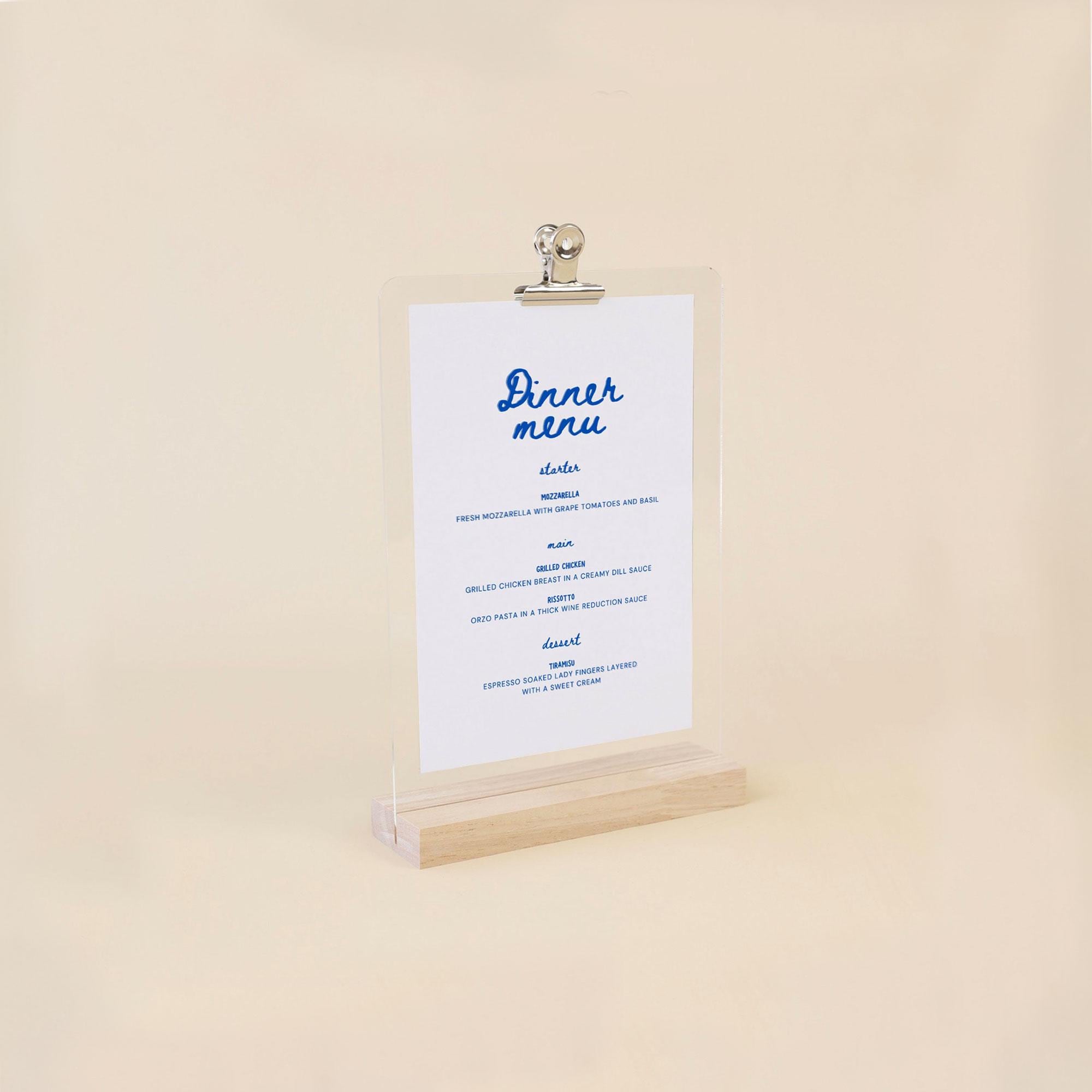 A6 Menu Rectangular A6 Wood Display Stand A6 With Metal Clip for Cards, Flyers, Menus ...