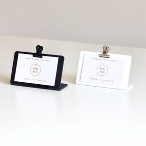 Présentoir à Cartes en Acrylique ROBBY - Support Élégant pour Cartes de Visite Blanc et Noir