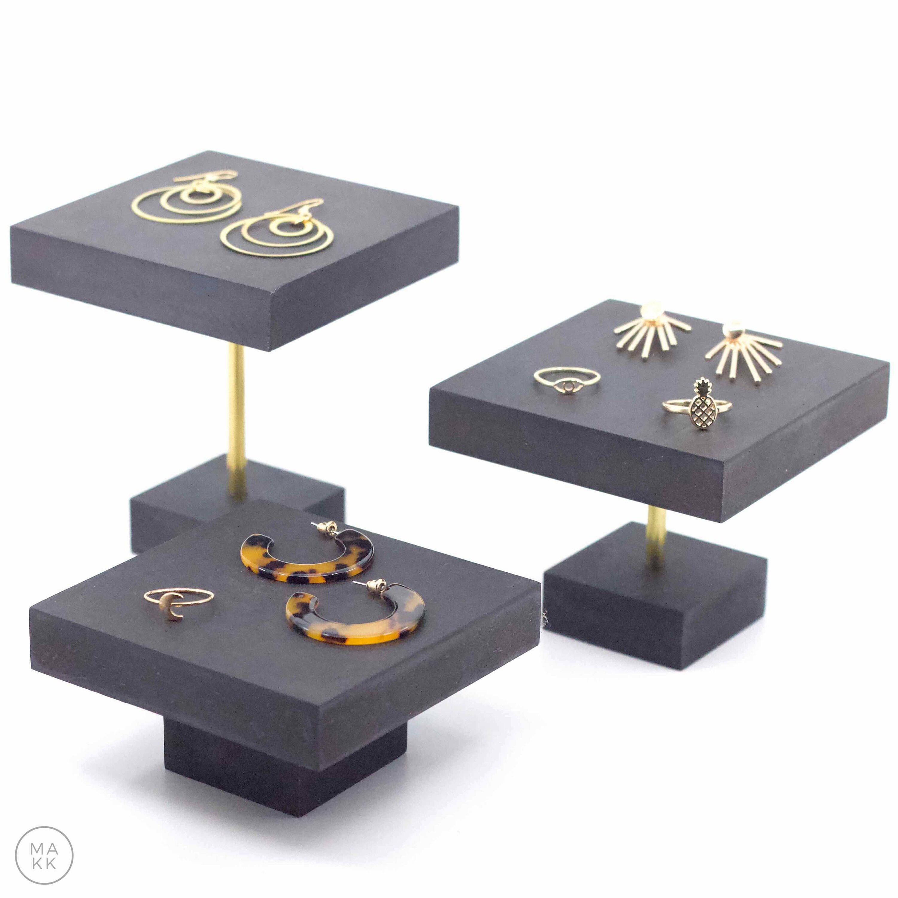 Jewelry Risers Wood and Brass Jewelry Organizer Earring Etsy