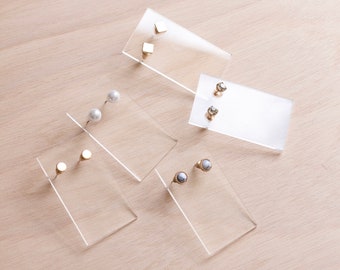 Lot de 5 porte boucles d'oreilles a clous a suspendre, Presentoir minimaliste transparent, Organisateur de bijoux