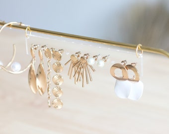 Porte boucles d'oreilles à suspendre, presentoir minimaliste en acrylique transparent, organisateur de bijoux