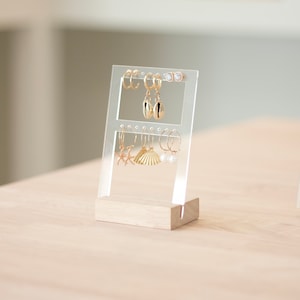 Earring Display STINA, Stud Earrings Holder and Jewelry Organizer, Earring Holder Stand Bois naturel