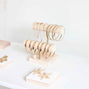 Bracelet Display SOFIA, Wooden Jewelry Stand, Double Bracelet Organizer image 9