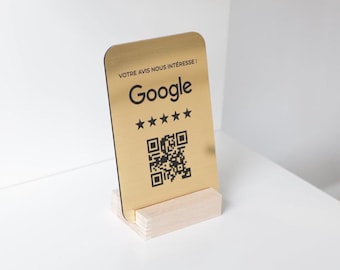 Tabliczka z recenzjami Google – grawerowana laserowo – personalizowana kodem QR – tabliczka dla firm, sklepów i restauracji