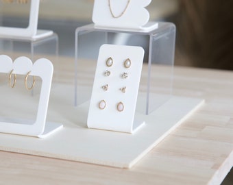 White Acrylic Earring Holder "ANGIE", Stylish Jewelry Display for stud Earrings, Acrylic Earring stand, Elegant Jewelry Storage Solution