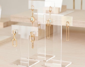 Set of 3 Earring Display TEA, Stud Earring Holder, Acrylic Display and Earring Stand