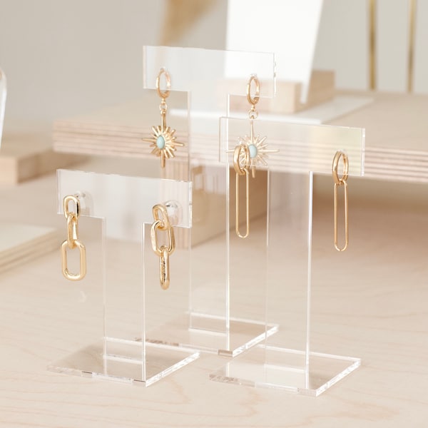 Lot de 3 Porte boucles d'oreilles TEA, presentoir minimaliste en acrylique transparent, organisateur de bijoux