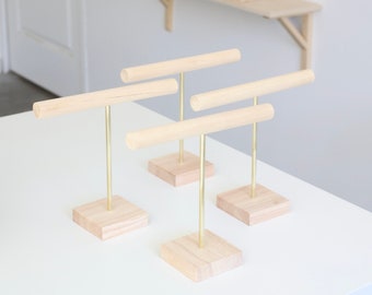 Set of 4 OUTLET jewelry displays, wooden and gold jewelry holder, earrings display, professional jewelry holder