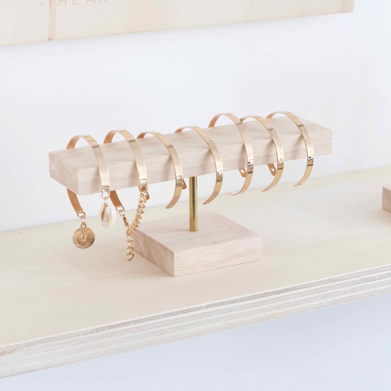 Bracelet Stand LAERKE, Wood and Brass, Jewelry Display for Bracelets, Counter Display for Stores SIMPLE