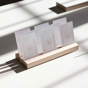 Wood Business Card Holder IRENE Card Display for Stores, Wood Card Stand image 3