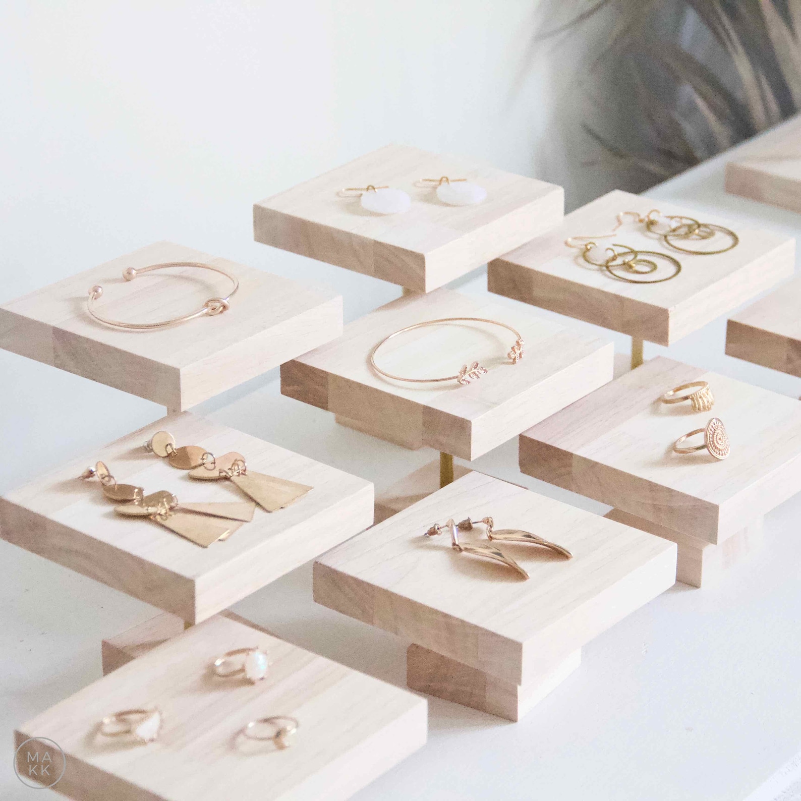 Jewelry Risers Wood and Brass Jewelry Organizer Earring Etsy