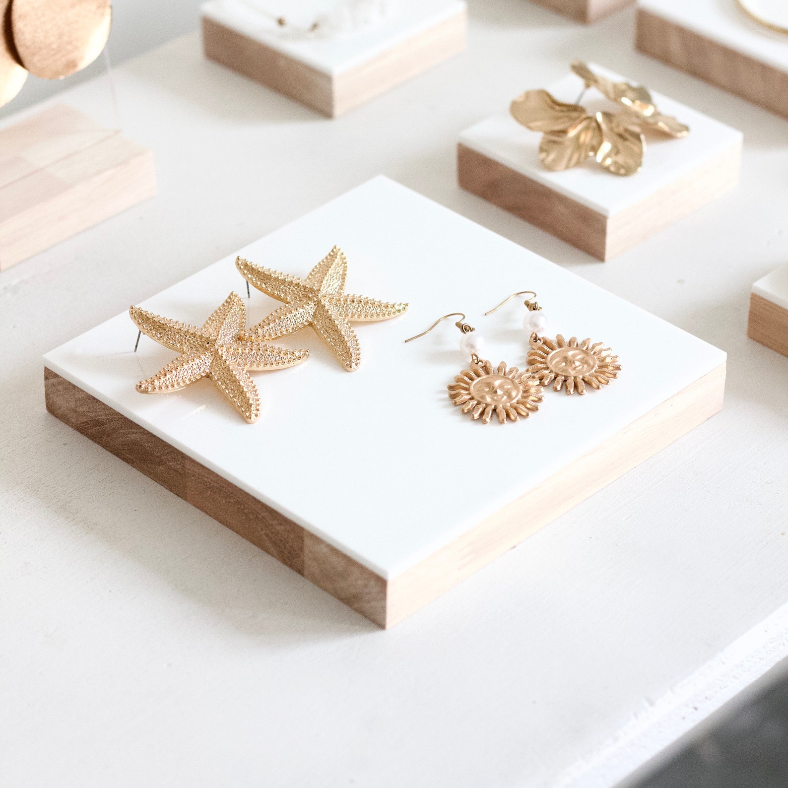 Jewelry Coasters Jewelry Risers Wood and White Etsy