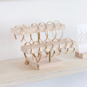 Bracelet Stand LAERKE, Wood and Brass, Jewelry Display for Bracelets, Counter Display for Stores