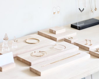 Wooden Jewelry Display Coasters, Display Riser, Jewelry Plank, Bracelet Organizer and Earring Stand