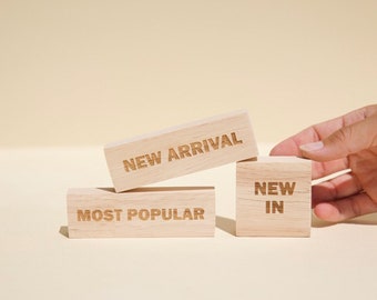 New Collection Wooden Blocks, Table Top Sign, Business Sign, Store Signage, Engraved Wooden Blocks, Visual Merchandising props