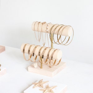 Bracelet Display SOFIA, Wooden Jewelry Stand, Double Bracelet Organizer image 10