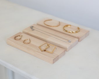 Set mit 3 OUTLET-Schmuckpräsentationstabletts, Schmuckhalter aus Holz, Schmuckausstellungsständer, professionelle Schmuckpräsentationsständer