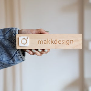 Custom Social Media Sign – Engraved Wooden Instagram Sign – Personalized FOLLOW US Display