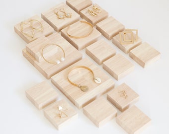 Wooden Jewelry Display Coasters, Display Riser, Jewelry Plank, Bracelet Organizer and Earring Stand