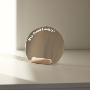 Round Mirror, Small Mirror HEY, Jewelry Display, Table Top Mirrors, Compact Mirror image 2