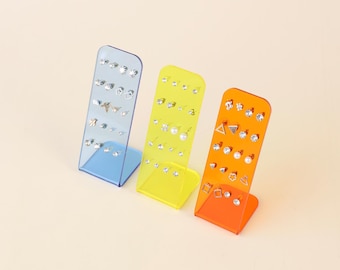 MELI Piercing Display – Colorful Acrylic Stud Earring Stand, 20 Holes – Modern Design for Creators and Professionals