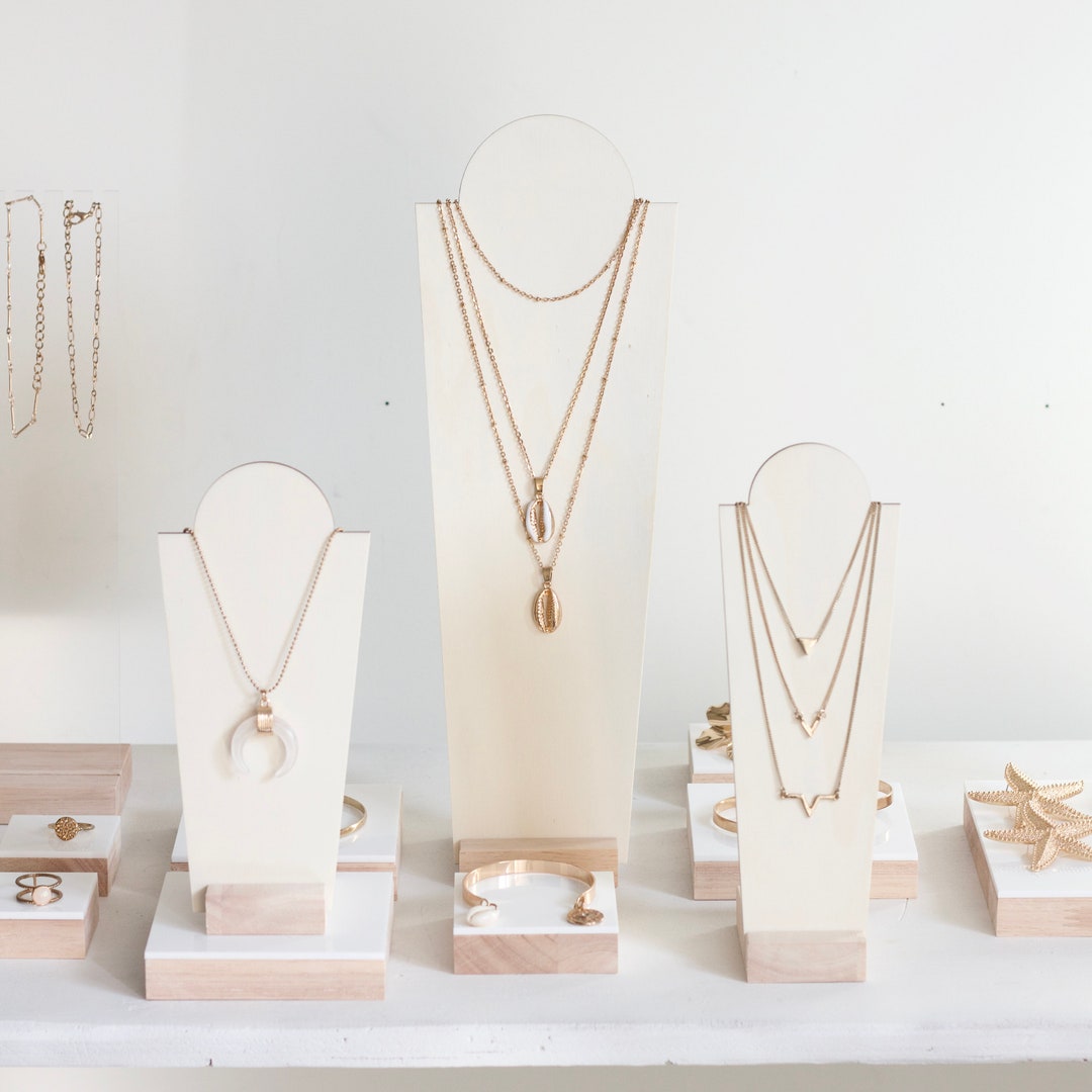 Display Stand for Pendants and Lightweight Necklaces, Wooden Jewelry