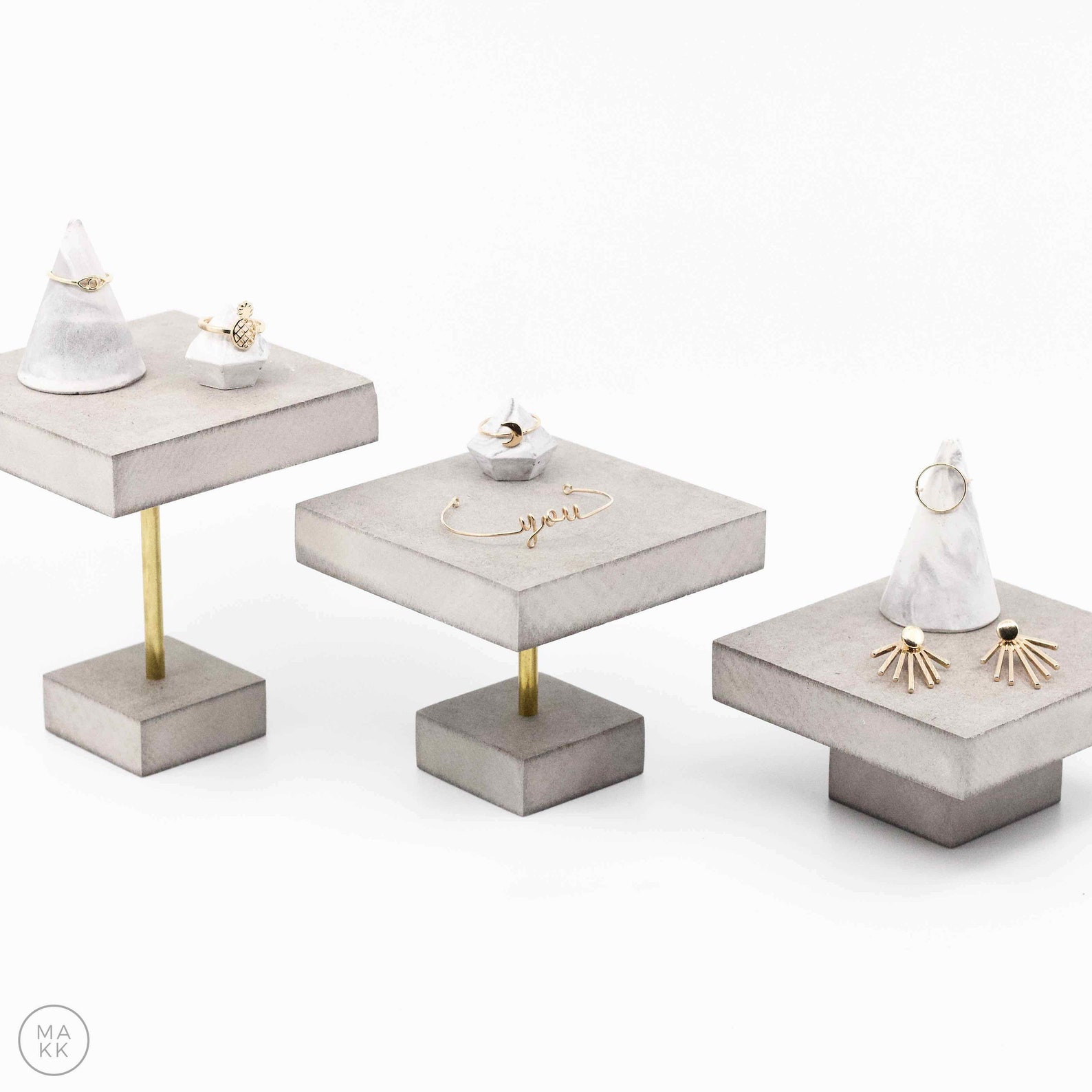 Jewelry Risers Wood and Brass Jewelry Organizer Earring Etsy