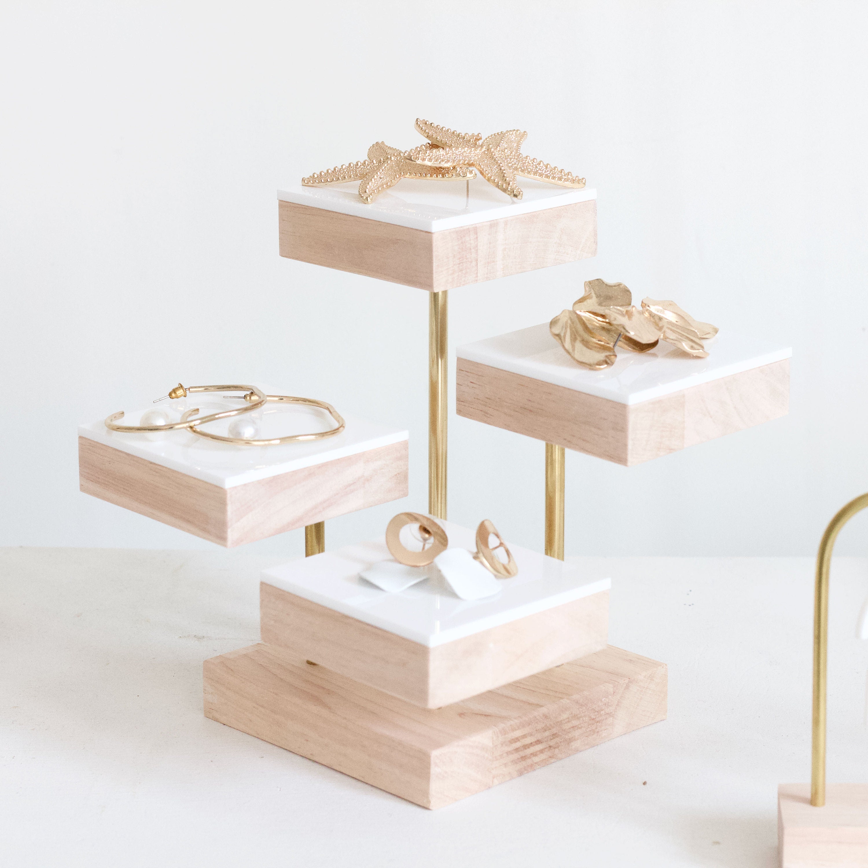 Jewelry riser PODIUM wood and brass Etsy
