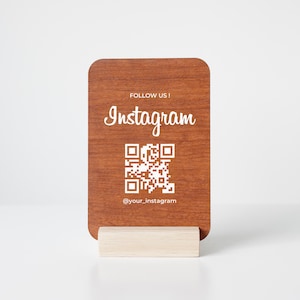Instagram CONNECT Plakette – Lasergravur – Unterstützung mit personalisiertem QR-Code – Plakette für Unternehmen, Geschäfte, Restaurants