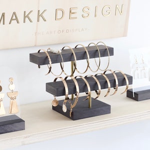 Bracelet Stand LAERKE, Wood and Brass, Jewelry Display for Bracelets, Counter Display for Stores image 8