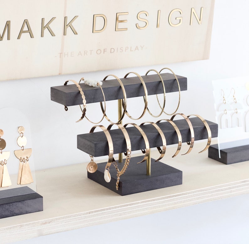 Bracelet Stand LAERKE, Wood and Brass, Jewelry Display for Bracelets, Counter Display for Stores image 8