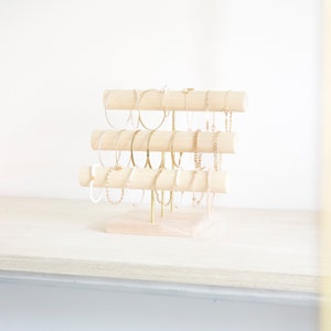 3-Tier Bracelet display stand - Wood and brass - Bracelet organizer - Jewelry display - Bangle display stand - Wooden store display