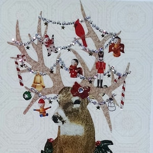 Deer Christmas Card, Deer Head Card, Handmade Christmas Deer
