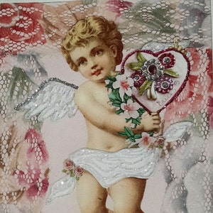 Cherub Valentine Card,Fancy Valentine,Victorian Valentine,Card for Framing