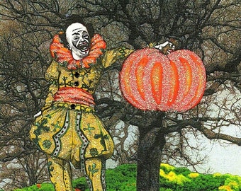 Evil Clown Card, Creepy Clown, Clown Art, Halloween Clown Card