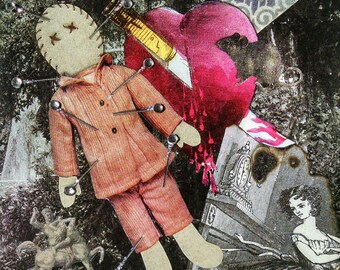Biglietto di San Valentino anti-voodoo doll, biglietto di rottura glitterato gotico