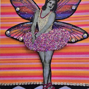 Lebendige Ballerina Fee Blank Kunst Grußkarte, verzierte Option verfügbar
