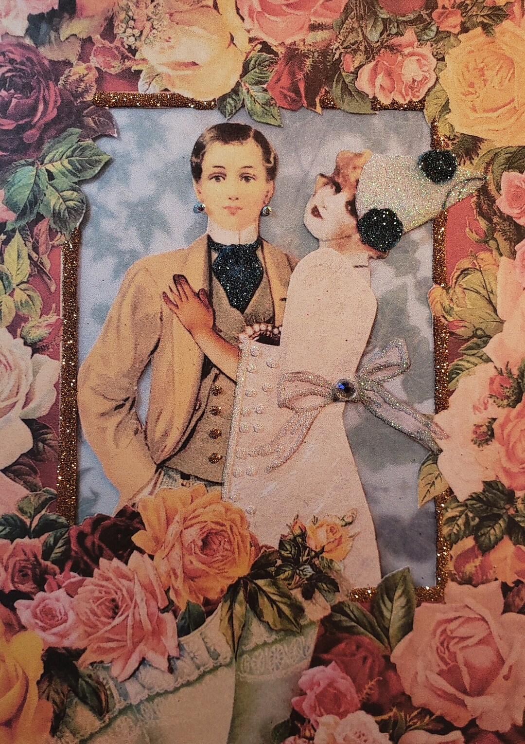 Lesbian Love Card, Lesbian Engagement, Lesbian Roses Collage, LGBTQ ...