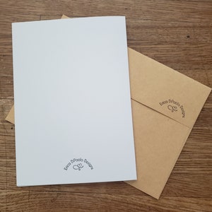 This fancy greeting card features a print of one of my original designs. Each card comes with matching envelope and is individually packaged in a clear protective sleeve.  All individual cards measure 5x7".