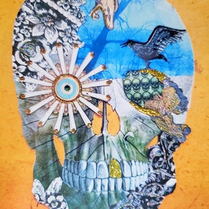 Evil Eye Skull Card, Handmade Card, Embellished Halloween Card, Gothic Card, Autumn Card, Gothic Skull card, Evil Eye