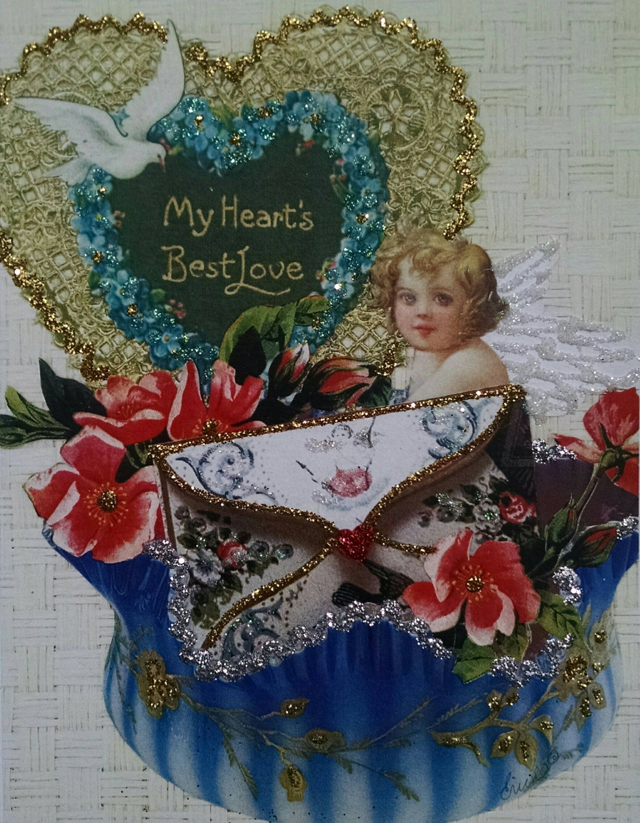 Victorian Girls Valentine Greeting Cards - Set Of 12 Blank 6x6 Inch Cards
