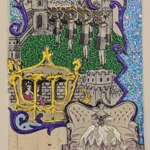 ACEO Original signierte Kunst Fairy Tale Karte Mixed Media Collage 2,5x3,5 inch