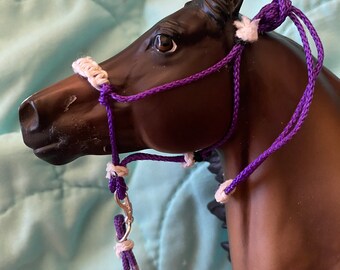 Purple deluxe rope halter fits traditional scale  breyer model horse