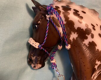 Candy stripe deluxe rope halter fits traditional scale  breyer model horse